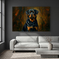 Rottweiler Canvas Wall Art, Painterly Dog Portrait Print, Bold Living Room Decor