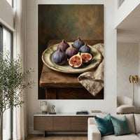 Rustic Figs Still Life Oil Painting Style Canvas Print Wall Art, Home Decor - Mockup Display 2