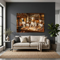 Charming Dog Chefs Oil Painting Style Canvas Print Wall Art for Kitchen Decor - Mockup Display 2