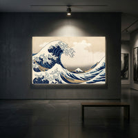 Iconic Japanese Great Wave Ukiyo-e Style Canvas Print Wall Art, Timeless Classic - Mockup Display 2