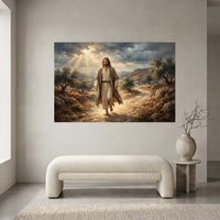 Jesus Christ Divine Light Oil Painting Style Canvas Print Wall Art, Inspirational Decor - Mockup Display 2