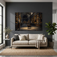 Tortoiseshell Cat in Grand Gallery Oil Painting Style Canvas Print Wall Art, Elegant Decor - Mockup Display 2