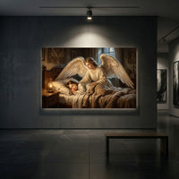 Classical Guardian Angel Child Oil Painting Style Canvas Print Wall Art, Divine Serenity - Mockup Display 2