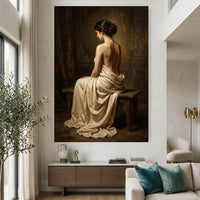 Classical Draped Woman Oil Painting Style Canvas Print Wall Art, Elegant Decor - Mockup Display 2