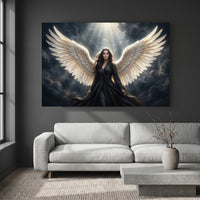 Mystical Angel with Wings Canvas Print Wall Art, Dramatic Celestial Design - Mockup Display 2