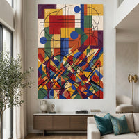 Abstract Geometric Cubist Style Canvas Print Wall Art, Vibrant Modern Decor - Mockup Display 2