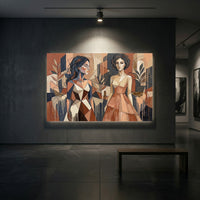 Abstract Cubist Women Figures Modern Canvas Print Wall Art, Elegant Decor - Mockup Display 2