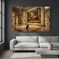 Curious Cat in Museum Oil Painting Style Canvas Print Wall Art, Elegant Gallery Decor - Mockup Display 2