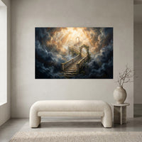 Heavenly Stairway Oil Painting Style Canvas Print Wall Art for Serenity - Mockup Display 2