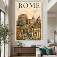 Historic Rome Cityscape Illustration Canvas Print Wall Art, Iconic Italy - Mockup Display 2