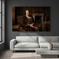 Regal Noblewoman Historical Portrait Oil Painting Style Canvas Print Wall Art Grandeur - Mockup Display 2