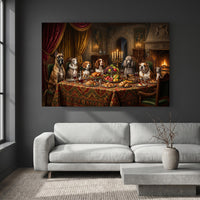 Grand Canine Feast Oil Painting Style Canvas Print Wall Art, Humorous Decor - Mockup Display 2