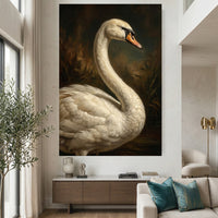 Majestic Swan Oil Painting Style Canvas Print Wall Art for Elegant Decor - Mockup Display 2
