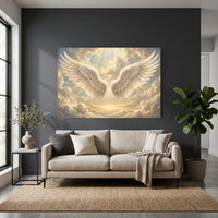 Angel Wings Celestial Cloudscape Canvas Print Wall Art, Divine Light Theme - Mockup Display 2
