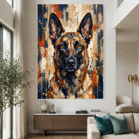 German Shepherd Abstract Oil Painting Style Canvas Print Wall Art, Expressive Decor - Mockup Display 2