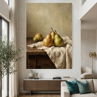 Rustic Pear Still Life Oil Painting Style Canvas Print Wall Art Kitchen Decor - Mockup Display 2