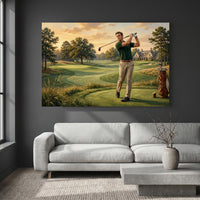 Classic Golfer Oil Painting Style Canvas Print Wall Art for Home Decor - Mockup Display 2