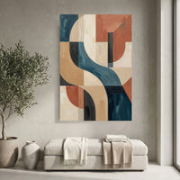 Abstract Geometric Teal Terracotta Canvas Print Wall Art for Modern Decor - Mockup Display 3