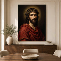 Jesus Christ Crown of Thorns Oil Painting Style Canvas Print Wall Art, Sacred Home Decor - Mockup Display 3