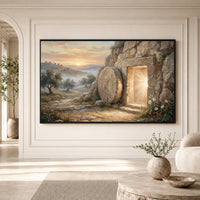 Empty Tomb Resurrection Oil Painting Style Canvas Print Wall Art, Divine Decor - Mockup Display 3