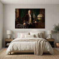 Elegant Gentleman with Greyhound Oil Painting Style Canvas Print Wall Art, Classic Decor - Mockup Display 3