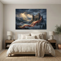 Patriotic Liberty Castle Oil Painting Style Canvas Print Wall Art for Study - Mockup Display 3