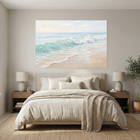 Serene Ocean Wave Impasto Style Canvas Print Wall Art, Coastal Home Decor Accent - Mockup Display 3