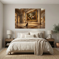 Curious Cat in Museum Oil Painting Style Canvas Print Wall Art, Elegant Gallery Decor - Mockup Display 3