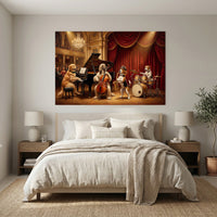 Whimsical Dog Orchestra Oil Painting Style Canvas Print Wall Art, Elegant Decor - Mockup Display 3
