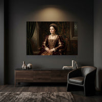 Elegant Noblewoman Portrait Oil Painting Style Canvas Print Wall Art, Majestic - Mockup Display 3