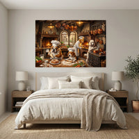 Whimsical Chef Dogs Cooking Kitchen Oil Painting Style Canvas Print Wall Art Decor - Mockup Display 3