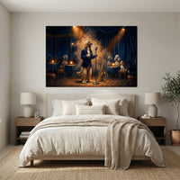 Dapper Dog Jazz Singer Oil Painting Style Canvas Print Wall Art, Elegant Decor - Mockup Display 3