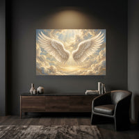Angel Wings Celestial Cloudscape Canvas Print Wall Art, Divine Light Theme - Mockup Display 3