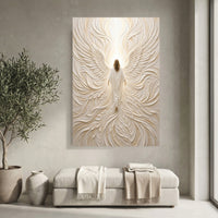 Divine Angelic Figure Textured Canvas Print Wall Art, Ethereal Sanctuary Decor - Mockup Display 3