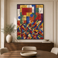 Abstract Geometric Cubist Style Canvas Print Wall Art, Vibrant Modern Decor - Mockup Display 3