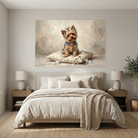 Yorkshire Terrier Stretched Canvas Wall Art, Soft Dog Portrait Print, Elegant Bedroom Decor