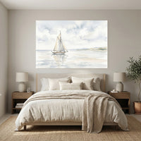 Serene Sailboat Watercolor Style Canvas Print Wall Art, Coastal Home Decor Accent - Mockup Display 3