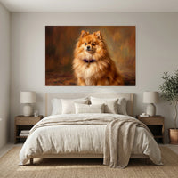 Pomeranian Canvas Wall Art, Painterly Dog Portrait Print, Warm Living Room Decor