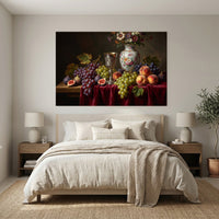Opulent Still Life Fruit & Flower Oil Painting Style Canvas Print Wall Art Décor - Mockup Display 3