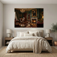Regal Dogs in Opulent Study Oil Painting Style Canvas Print for Home Decor - Mockup Display 3