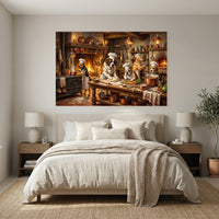 Humorous Chef Dogs Cooking Oil Painting Style Canvas Print Wall Art for Kitchen Decor - Mockup Display 3