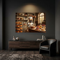 French Bulldog Chef Baking Kitchen Oil Painting Style Canvas Print Wall Art Decor - Mockup Display 3