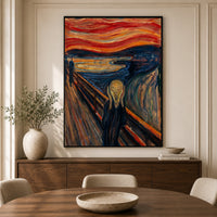 Edvard Munch The Scream Expressionist Oil Painting Style Canvas Print Wall Art Dramatic - Mockup Display 3
