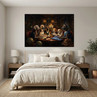 Canine Council Oil Painting Style Canvas Print Wall Art for Study Room - Mockup Display 3
