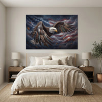 Majestic Bald Eagle American Flag Oil Painting Style Canvas Print Wall Art for Home - Mockup Display 3