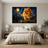 Majestic Pomeranian Dogs Oil Painting Style Canvas Print Wall Art, Serene Landscape - Mockup Display 3