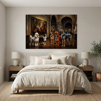 Regal Dogs Museum Visit Oil Painting Style Canvas Print Wall Art for Home - Mockup Display 3