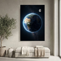 Stunning Earth and Moon Space View Canvas Print Wall Art, Celestial Decor - Mockup Display 3