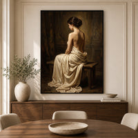 Classical Draped Woman Oil Painting Style Canvas Print Wall Art, Elegant Decor - Mockup Display 3