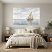 Serene Sailboat Watercolor Style Seascape Canvas Print Wall Art for Coastal Homes - Mockup Display 3